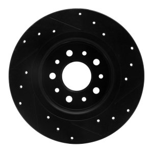 Fiat 500L Brake Rotor (1) - Rear Left - R1 Concepts - Drilled & Slotted - Black - `14-`19